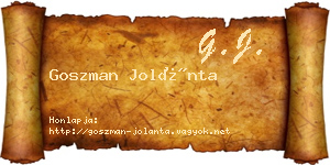 Goszman Jolánta névjegykártya